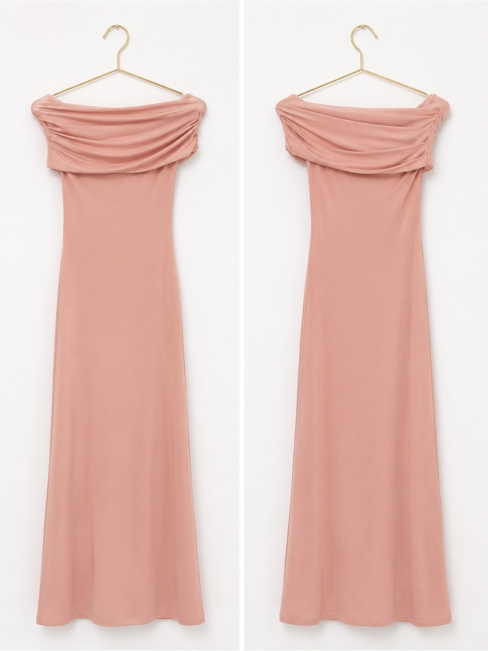 Off-Shoulder Maxi Dress in Blush Pink